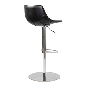 Homeroots 32" Black And Silver Steel Swivel Low Back Bar Height Bar Chair   400583
