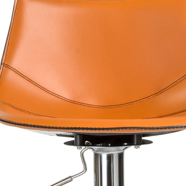 Homeroots 32" Terra Cotta And Silver Steel Swivel Low Back Bar Height Bar Chair   400584