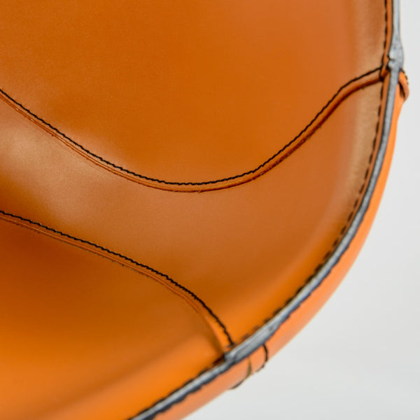 Homeroots 32" Terra Cotta And Silver Steel Swivel Low Back Bar Height Bar Chair   400584