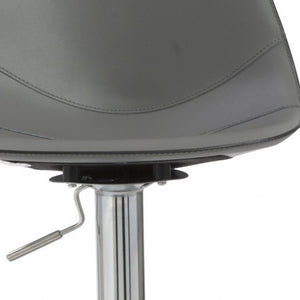 Homeroots 32" Gray And Silver Steel Swivel Low Back Bar Height Bar Chair   400585