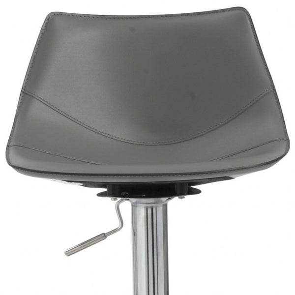 Homeroots 32" Gray And Silver Steel Swivel Low Back Bar Height Bar Chair   400585