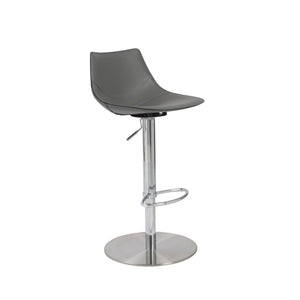 Homeroots 32" Gray And Silver Steel Swivel Low Back Bar Height Bar Chair   400585