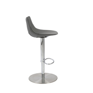 Homeroots 32" Gray And Silver Steel Swivel Low Back Bar Height Bar Chair   400585