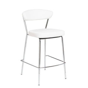 Homeroots Set Of Two 26" White And Silver Steel Low Back Counter Height Bar Chairs   400588