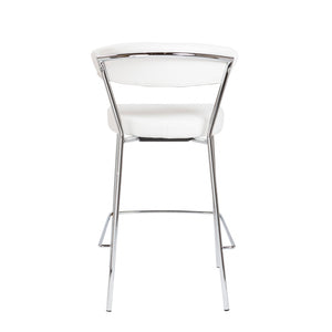 Homeroots Set Of Two 26" White And Silver Steel Low Back Counter Height Bar Chairs   400588