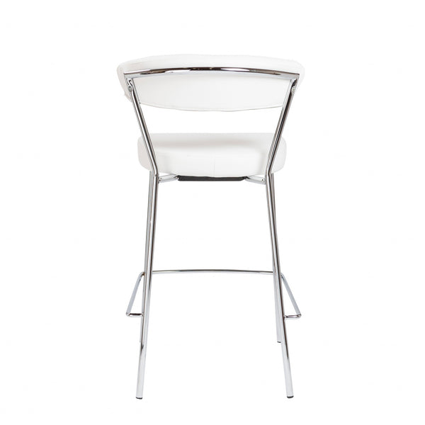 Homeroots Set Of Two 26" White And Silver Steel Low Back Counter Height Bar Chairs   400588