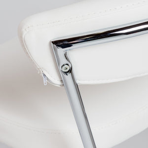 Homeroots Set Of Two 26" White And Silver Steel Low Back Counter Height Bar Chairs   400588