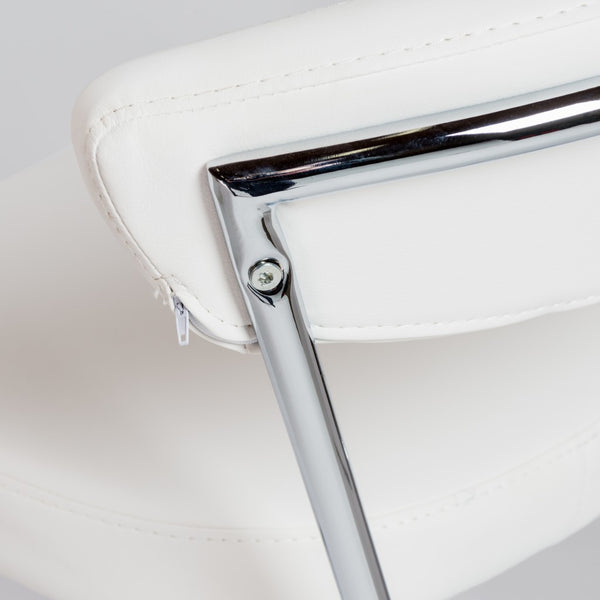 Homeroots Set Of Two 26" White And Silver Steel Low Back Counter Height Bar Chairs   400588