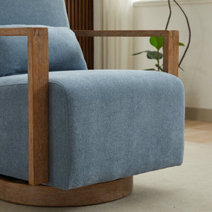 English Elm 29.13"w Boucle Swivel Accent Chair Open Back 360 Rotation Modern Lounge Seating Blue W3188P417950