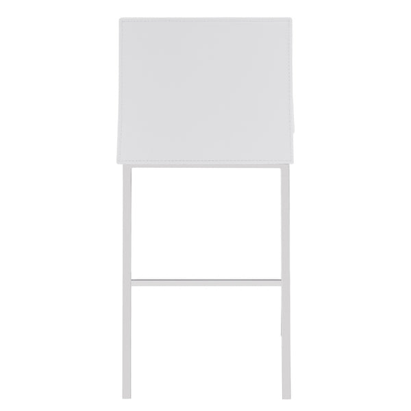 Homeroots Set Of Two 24" White And Silver Steel Low Back Counter Height Bar Chairs   400591