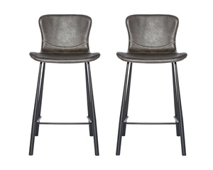 Homeroots Set Of Two 26" Gray And Black Steel Low Back Counter Height Bar Chairs   400597