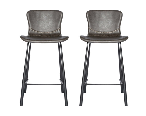 Homeroots Set Of Two 26" Gray And Black Steel Low Back Counter Height Bar Chairs   400597