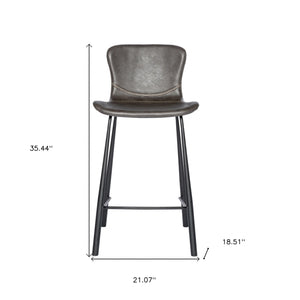 Homeroots Set Of Two 26" Gray And Black Steel Low Back Counter Height Bar Chairs   400597