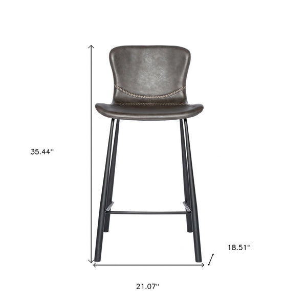 Homeroots Set Of Two 26" Gray And Black Steel Low Back Counter Height Bar Chairs   400597