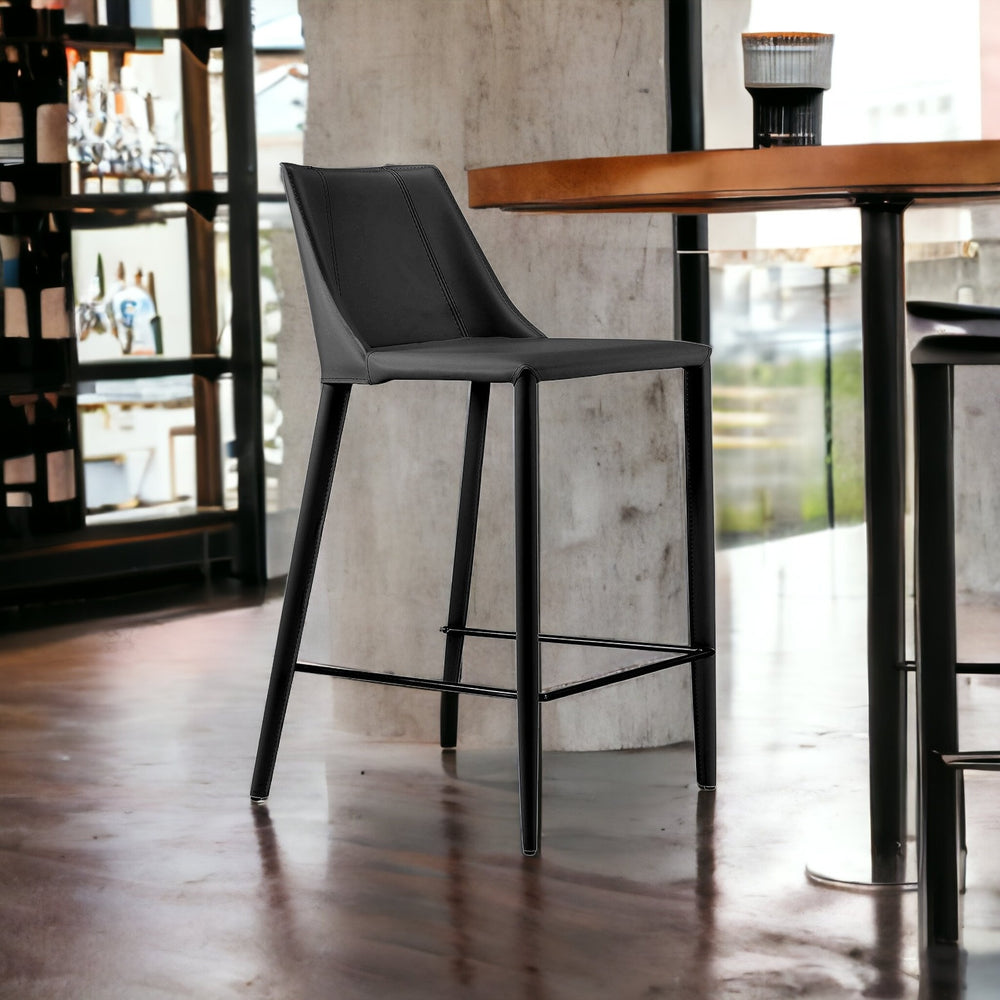 Homeroots 26" Black Steel Low Back Counter Height Bar Chair   400599