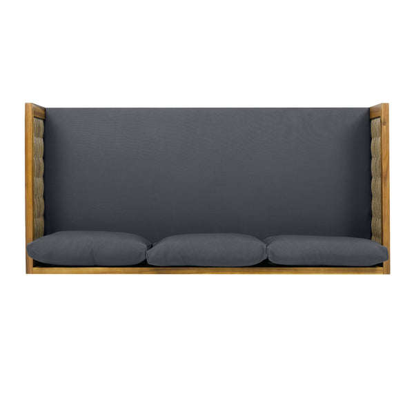 English Elm Christopher Knight Home® - Claremont 3 Seater Daybed With Elegant Rattan Arms & Water-Resistant Dark Grey Cushion For Comfort N770P205570A