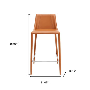 Homeroots 26" Terra Cotta Faux Leather And Steel Low Back Counter Height Bar Chair   400601