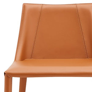 Homeroots 26" Terra Cotta Faux Leather And Steel Low Back Counter Height Bar Chair   400601