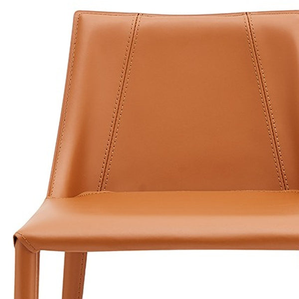 Homeroots 26" Terra Cotta Faux Leather And Steel Low Back Counter Height Bar Chair   400601