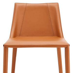 Homeroots 26" Terra Cotta Faux Leather And Steel Low Back Counter Height Bar Chair   400601