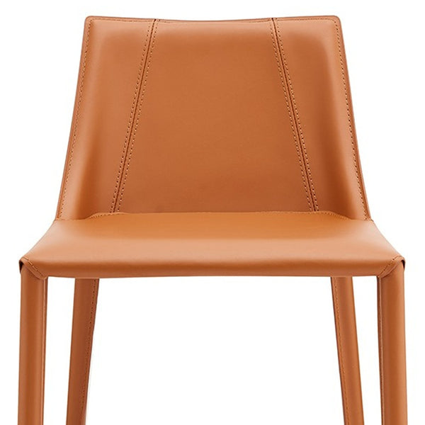 Homeroots 26" Terra Cotta Faux Leather And Steel Low Back Counter Height Bar Chair   400601