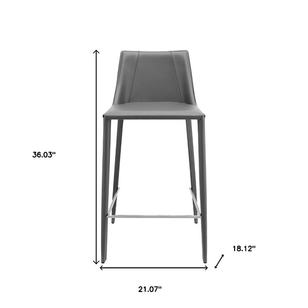 HomeRoots 26" Gray Steel Low Back Counter Height Bar Chair - Modern Comfort for Stylish Kitchens & Bars 400602