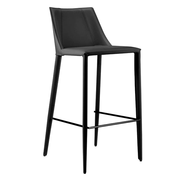 Homeroots 30" Black Steel Low Back Bar Height Bar Chair   400604
