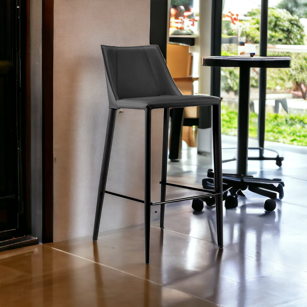 Homeroots 30" Black Steel Low Back Bar Height Bar Chair   400604