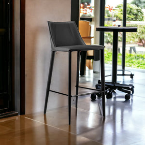 Homeroots 30" Black Steel Low Back Bar Height Bar Chair   400604