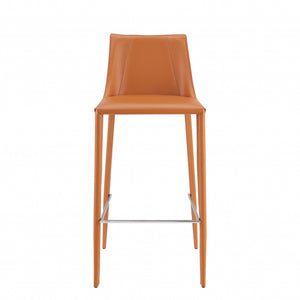 Homeroots 30" Terra Cotta Steel Low Back Bar Height Bar Chair   400605