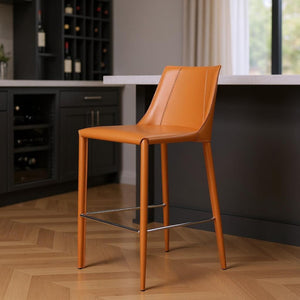 HomeRoots 30" Terra Cotta Low-Back Bar Chair - Modern Industrial Design with Durable Steel Frame & Comfort 400605