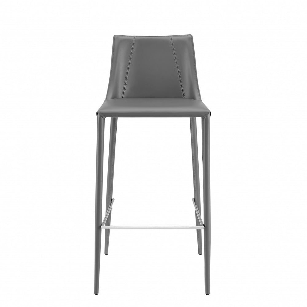 Homeroots 30" Gray Steel Low Back Bar Height Bar Chair   400606
