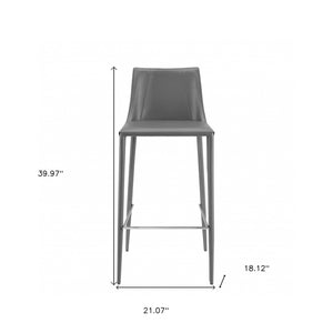 Homeroots 30" Gray Steel Low Back Bar Height Bar Chair   400606