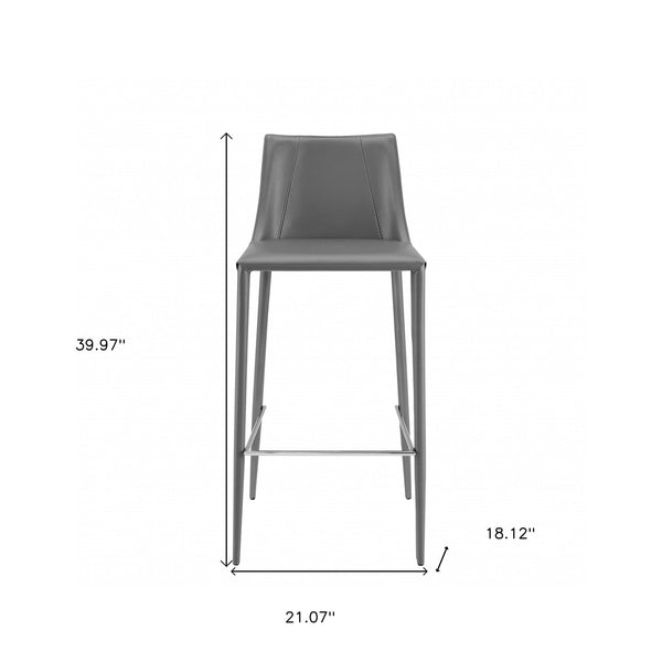 Homeroots 30" Gray Steel Low Back Bar Height Bar Chair   400606