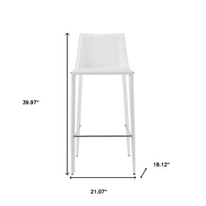 Homeroots 30" White Steel Low Back Bar Height Bar Chair   400607