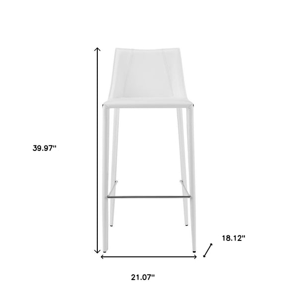 Homeroots 30" White Steel Low Back Bar Height Bar Chair   400607