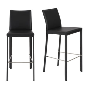 Homeroots Set Of Two 30" Steel Low Back Bar Height Bar Chairs   400608