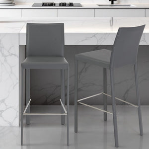 Homeroots Set Of Two 30" Steel Low Back Bar Height Bar Chairs   400609