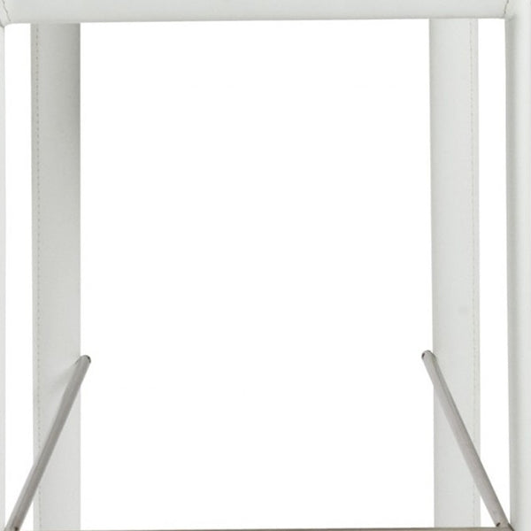 Homeroots Set Of Two 30" White Steel Low Back Bar Height Bar Chairs   400610