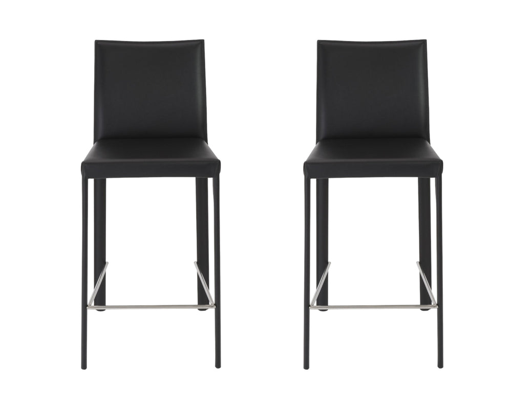 Homeroots Set Of Two 26" Black Steel Low Back Counter Height Bar Chairs   400611