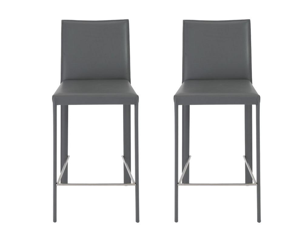 Homeroots Set Of Two 26" Gray Steel Low Back Counter Height Bar Chairs   400612