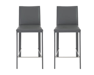 Homeroots Set Of Two 26" Gray Steel Low Back Counter Height Bar Chairs   400612