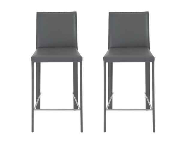 Homeroots Set Of Two 26" Gray Steel Low Back Counter Height Bar Chairs   400612