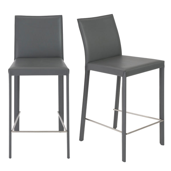 Homeroots Set Of Two 26" Gray Steel Low Back Counter Height Bar Chairs   400612