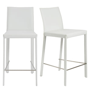 Homeroots Set Of Two 26" White Steel Low Back Counter Height Bar Chairs   400613