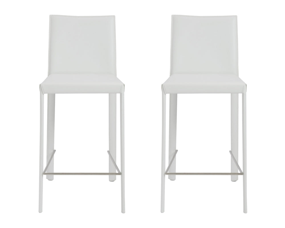 Homeroots Set Of Two 26" White Steel Low Back Counter Height Bar Chairs   400613