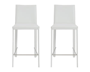 Homeroots Set Of Two 26" White Steel Low Back Counter Height Bar Chairs   400613