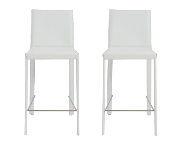 Homeroots Set Of Two 26" White Steel Low Back Counter Height Bar Chairs   400613