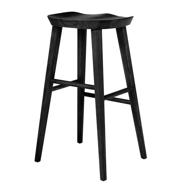 Homeroots 29" Black Manufactured Wood Backless Bar Height Bar Chair   400616