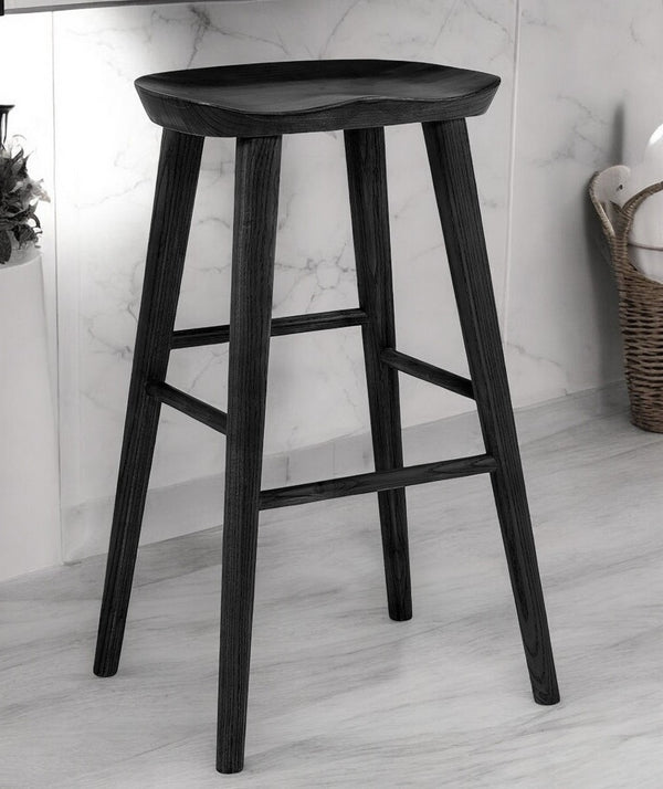 Homeroots 29" Black Manufactured Wood Backless Bar Height Bar Chair   400616